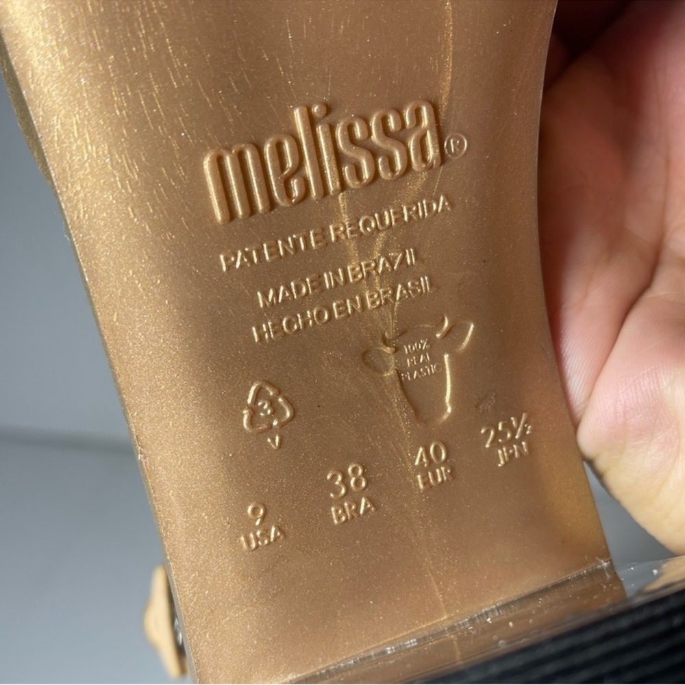 Melissa Elegant Gold and Black Heels - Picture 3 of 16